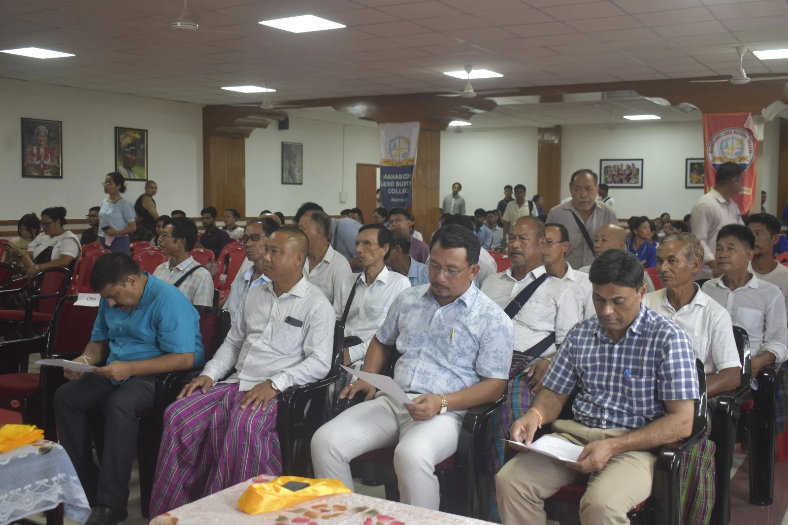 Guests gathered in the college hall